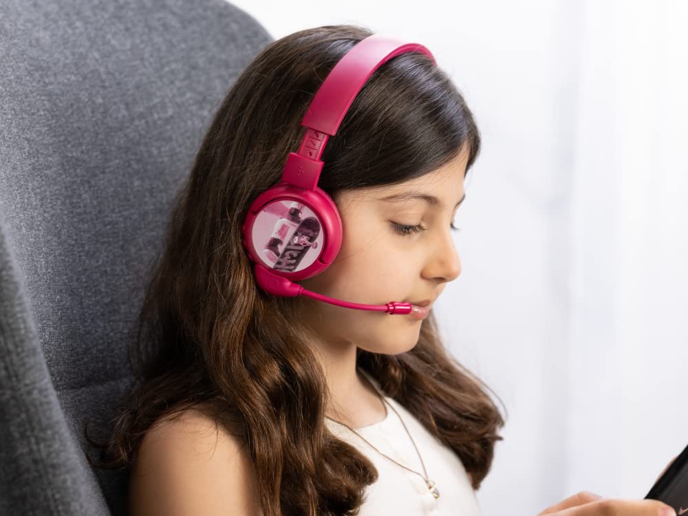 Made for Amazon Bluetooth Kids Headphones with Boom Microphone Age (7-12) | Pink