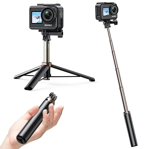 AKASO 60cm Selfie Stick Extendable Tripod Stand Compatible with AKASO, SJCAM, GoPro Hero 13/12/11/10/9/8/7/Max, DJI Osmo Action 5/4/3, and Other