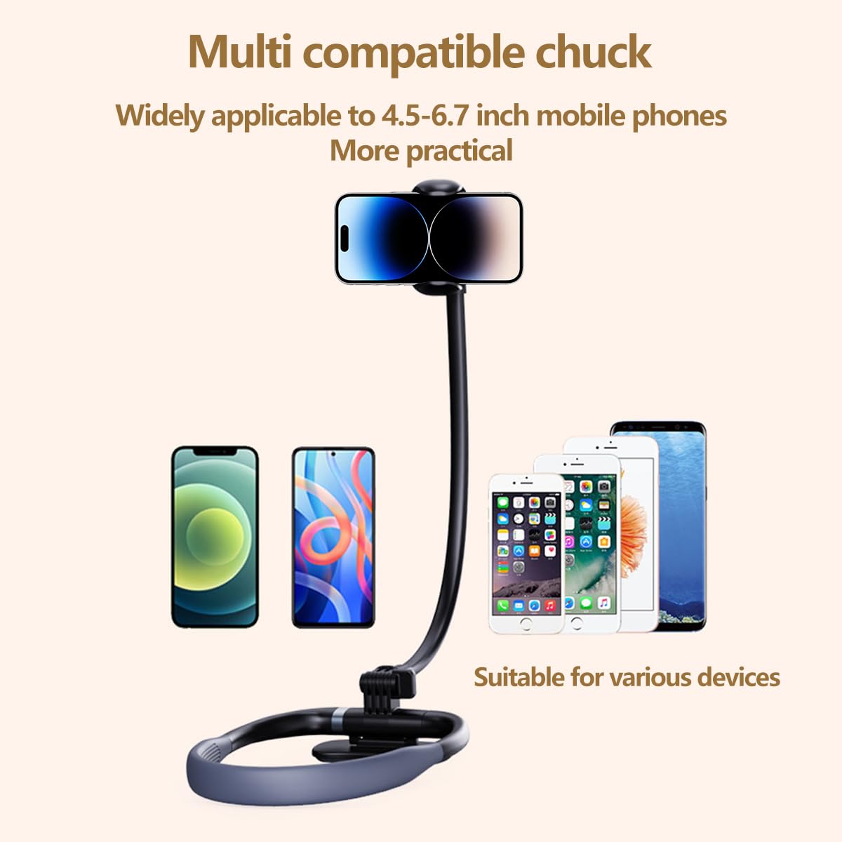 Chapter Seven Neck Phone Holder for Recording,Upgrade Gooseneck Cell Phone Stand,Flexible Lazy Bracket DIY 360 Degree Free Rotating for Multiple