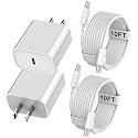 iPhone 17 16 15 Charger Fast Charging, 2Pack 10FT Extra Long USBC to C Cable Cord with 20W Apple iPad USB C Fast Charger USB C Wall Charger Block