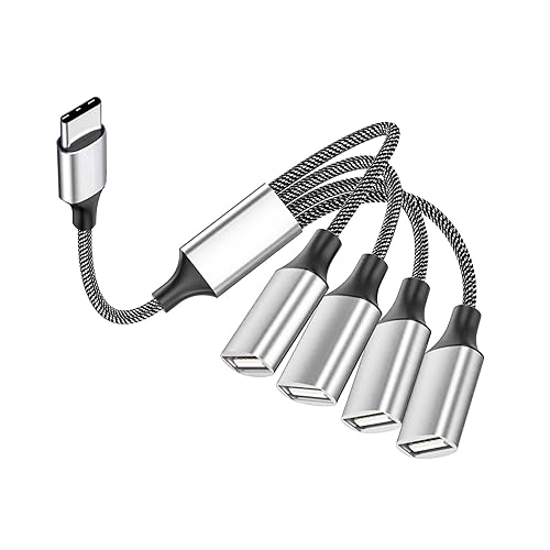 Fidioto USB C Male to 4USB Female Y Cable, Type C to 4USB Charger Adapter, Hub for Laptop, Tablet,Telephone, Flash Disk Drive, Gaming Consoles