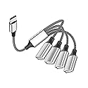 Fidioto USB C Male to 4USB Female Y Cable, Type C to 4USB Charger Adapter, Hub for Laptop, Tablet,Telephone, Flash Disk Drive, Gaming Consoles