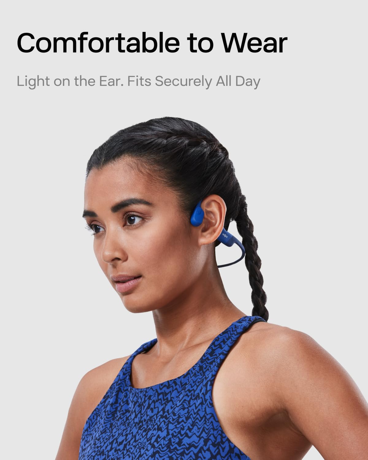 SHOKZ OpenRun Bone Conduction Bluetooth Headphones, Blue, USB-C Charging