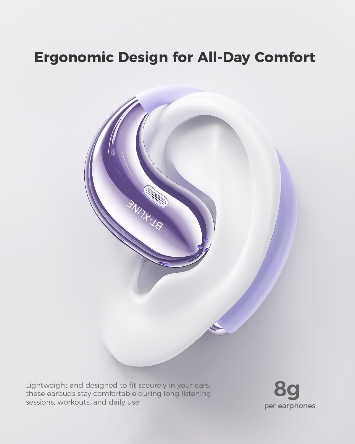Micool Open Ear Headphones Bluetooth 6.0, Clip On Earbuds Wireless with 36H Playtime, Noise Cancelling Comfort Fit Sports Headphones
