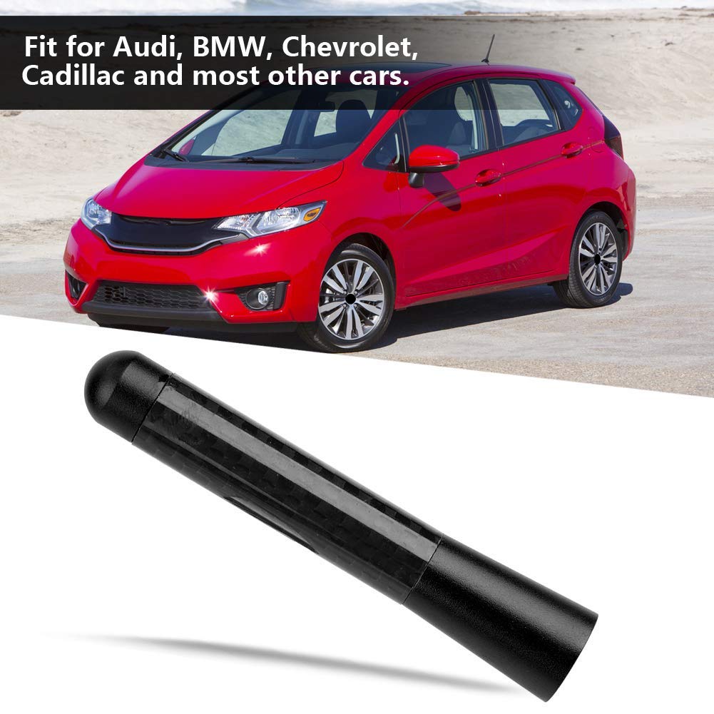 3-Inch Carbon Fiber Car Antenna, Acouto Car Aerial Carbon Fiber Screw Radio Short Antenna Aerial Replacement Black for Universal Car Modification