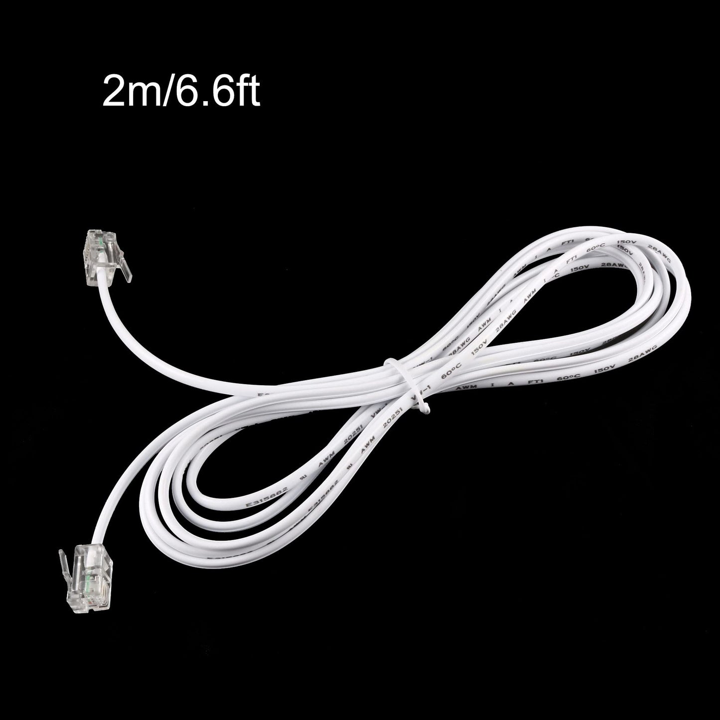 uxcell RJ11 6P2C Telephone Line Cord Cable, 2m Long Phone Extension Cord Wire with Standard RJ11 Plug for Fax Modem ADSL, Phone Line Modular Plug
