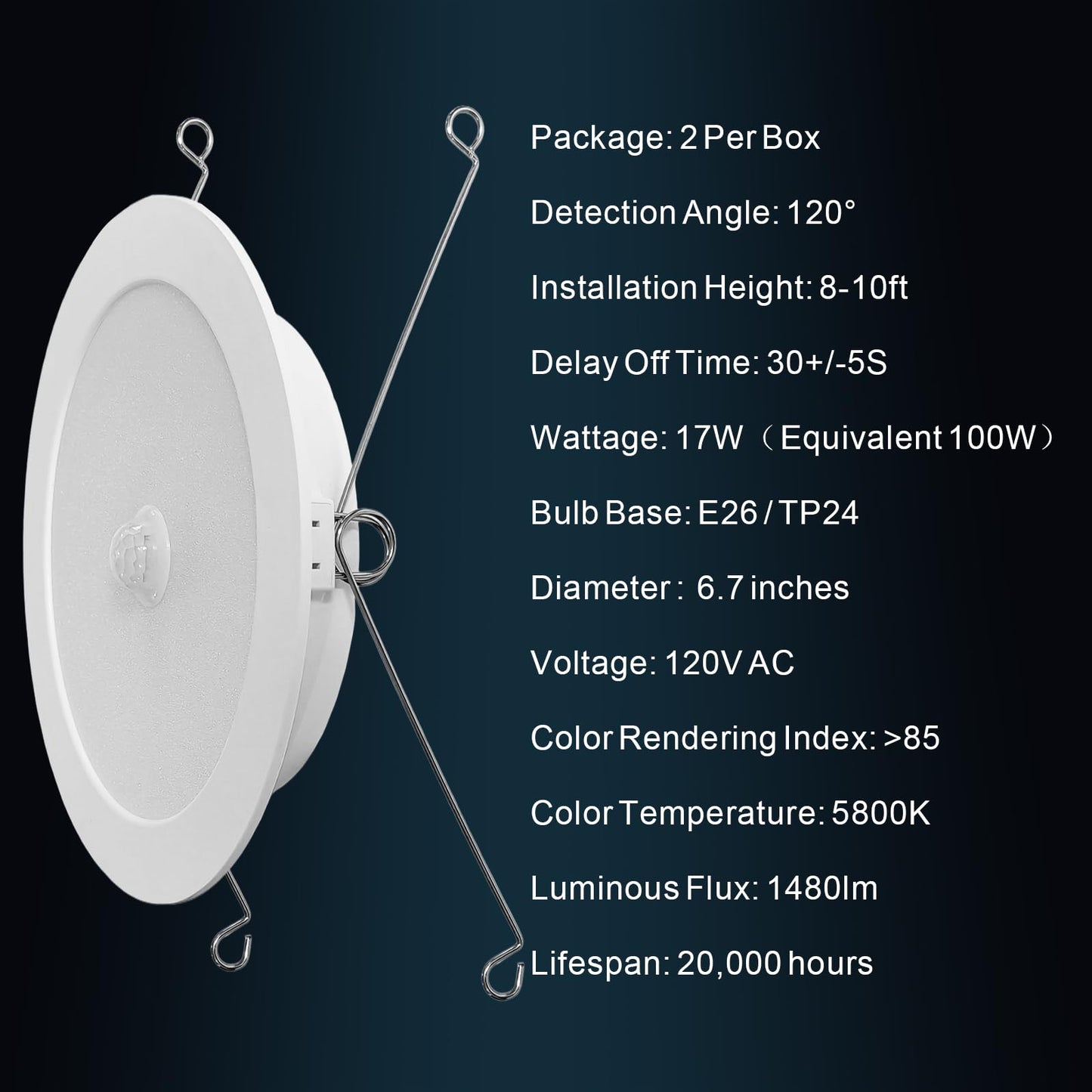 seami Motion Sensor Downlight, Dusk to Dawn Security 6 Inch Led Recessed Night Lights,17W Equivalent 100W 5800K Daylight, Indoor Motion Activation