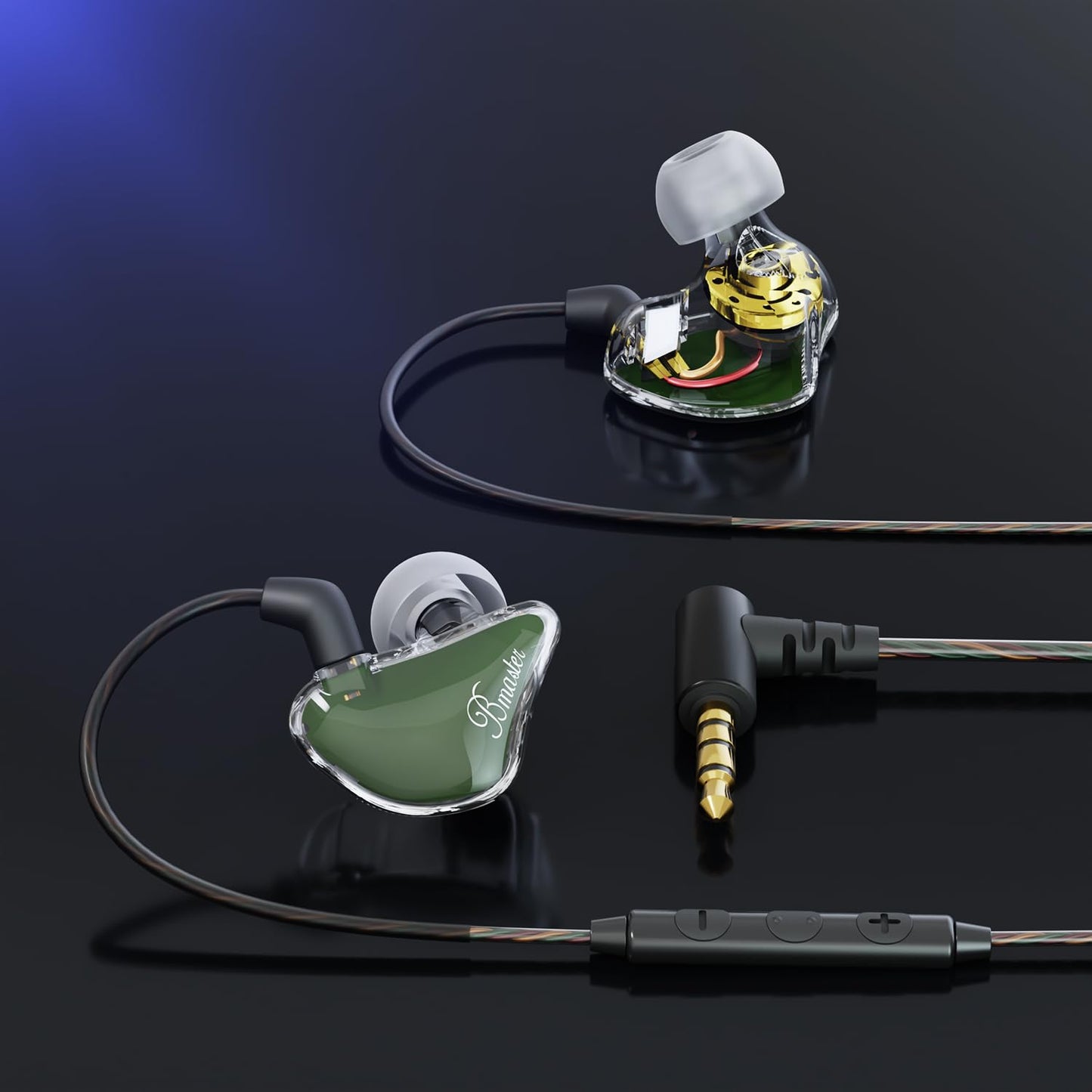 BASN Bmaster in Ear Monitor Headphones for Musicians, Hybrid Triple Drivers Dynamic Earbuds, Sound Isolating Earphones with 2 Detachable MMCX Cables