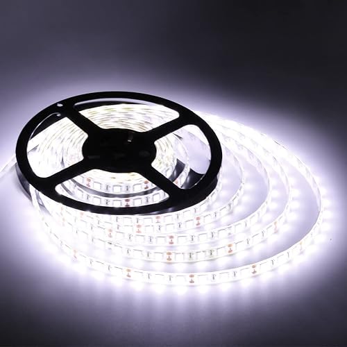 Foxdam Flexible LED Strip Lights,600 Units LEDs,LED Strips,Waterproof,12 Volt LED Light Strips, Pack of 16.4ft/5m,for