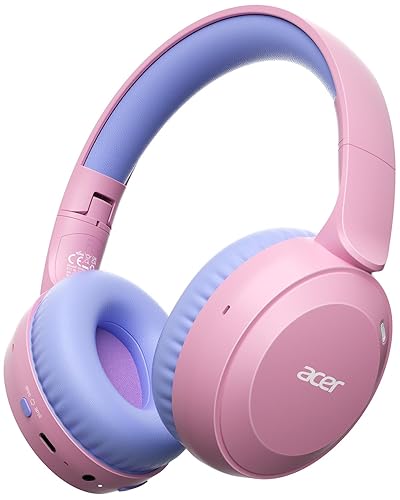 acer Kids Bluetooth Headphones, 85/94dB Volume Limiter, Foldable Wireless Over-Ear Headphones for iPad, Travel, 60H Playtime, Bluetooth 6.0, Built-in…
