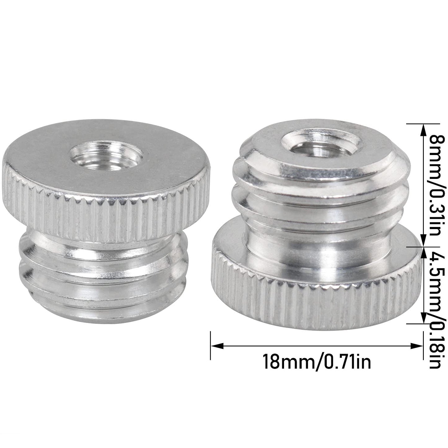 LUORNG 2PCS 1/4'' Female to 5/8'' Male Threaded Screw Adapter for Microphone Stand Mount Tripod Laser Level Adapter