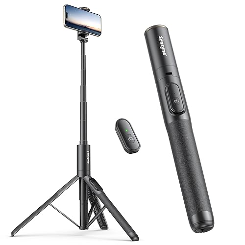Sensyne 60" Phone Tripod - Selfie Stick, Lightweight All in One Phone Tripod Integrated with Wireless Remote Compatible with All Cell Phones for