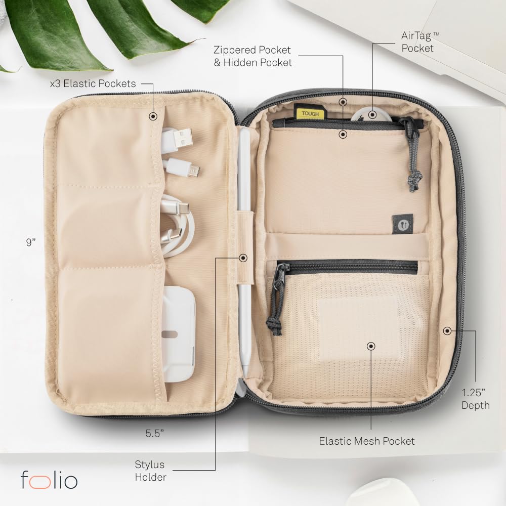 UT Wire Folio 1L Tech Gear Pouch for Personal or Individual Family, Travel, Work Cable Organizer, Electronic Tech Accessories with Label