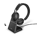 Jabra Evolve2 65 - USB-A MS Teams Stereo with Charging Stand - Black Wireless Headset/Music Headphones