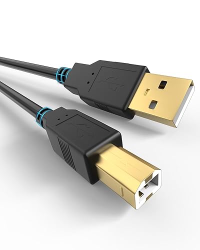 Bicmice USB-A to USB-B 2.0 Printer Cable 480 Mbps High-Speed for Hp Canon Brother Samsung Dell Epson Lexmark Xerox and More External Hard