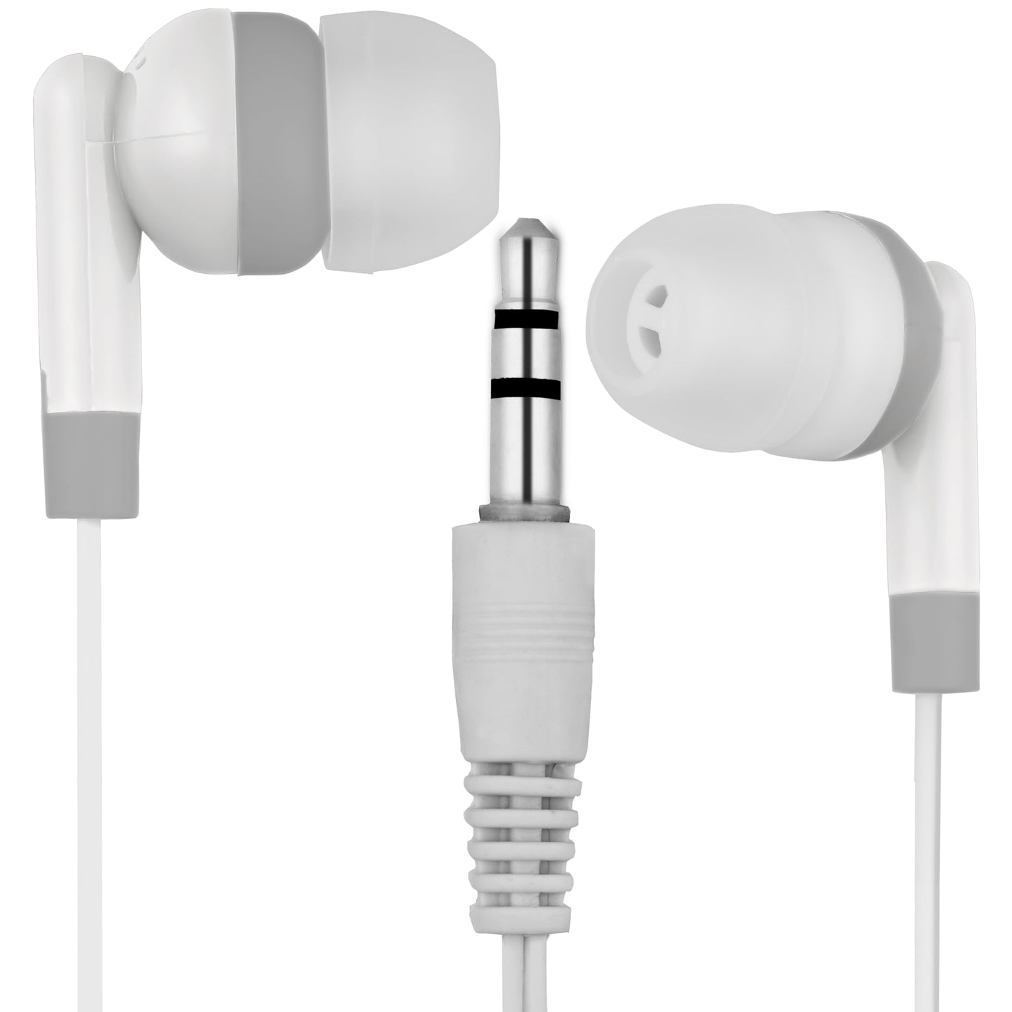 LowCostEarbuds Bulk Pack of 50 Mixed Candy Color Individually Packaged 3.5mm in-Ear Earbuds/Headphones - Great for Schools/Kids/Libraries