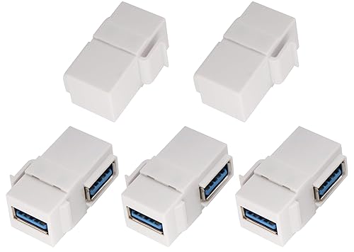 AAOTOKK Right Angle USB 3.0 Keystone Coupler 90 Degree USB 3.0 A Female to Female Keystone Jack Insert Socket Coupler Adapter for Wall Plate Outlet…