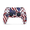 MightySkins Carbon Fiber Gaming Skin for PS5 / Playstation 5 Controller - Patriot | Durable Textured Carbon Fiber Finish | Easy to Apply and Change