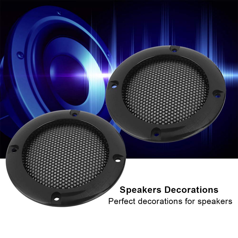 2Pcs 2inch Speaker Grill Cover, Speaker Decorative Steel Mesh Circle Car Speaker Protective Mesh Cover Replacement(Black)