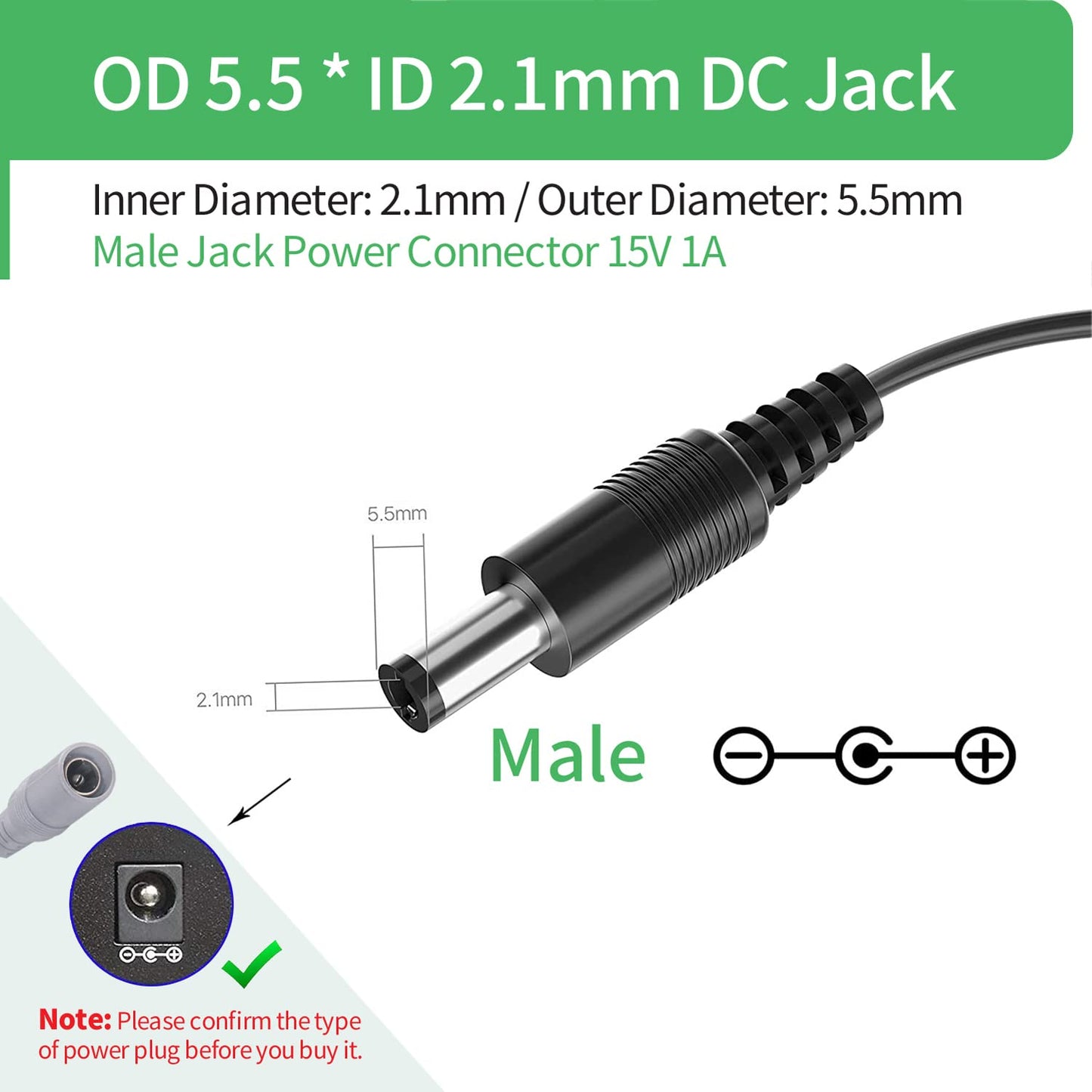 Security-01 AC to DC 15V 1A Power Supply Adapter, Plug 5.5mm x 2.1mm,15v dc Power Supply for Litter-Robot III,Litter Robot Power Cord,1.5 Meter Cord…
