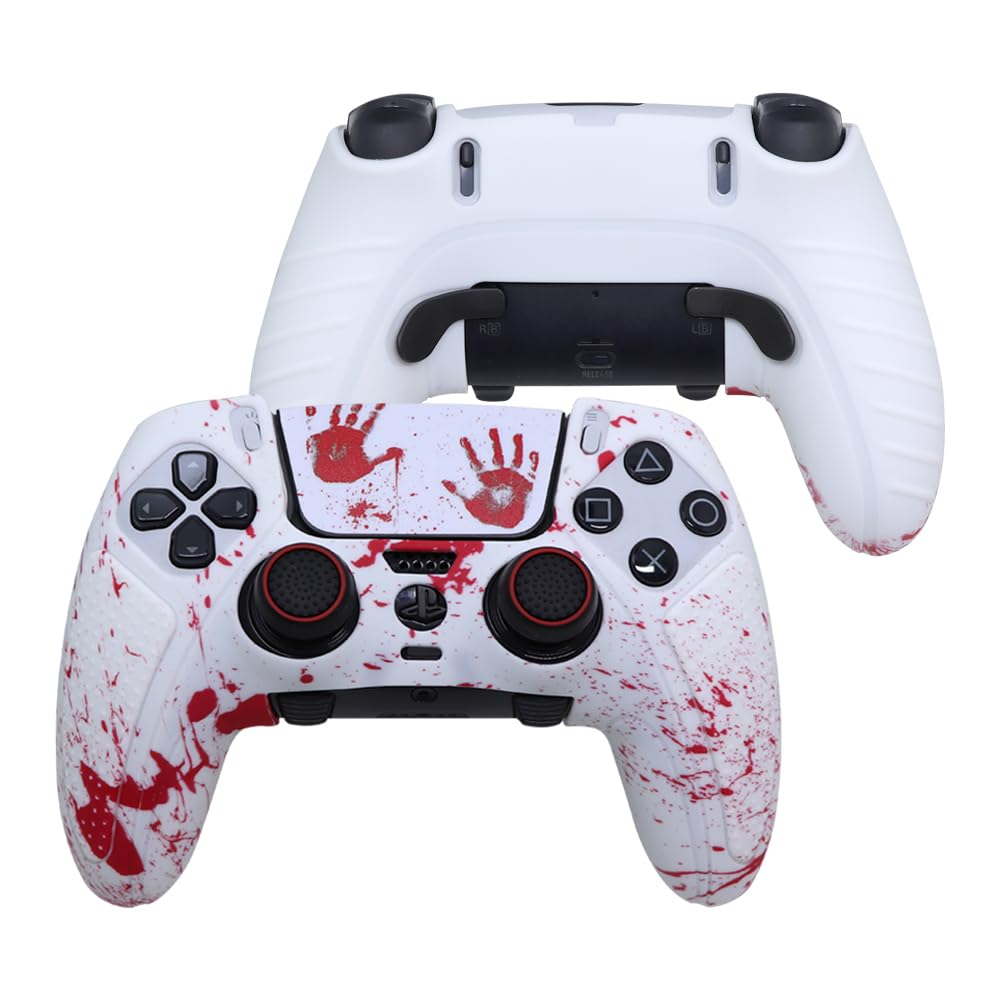 IVYUEEN for PlayStation 5 PS5 Edge Controller Graffiti Blood Anti-Slip Protective Skin Cover, Silicone Case for DualSense Edge Controller Grip
