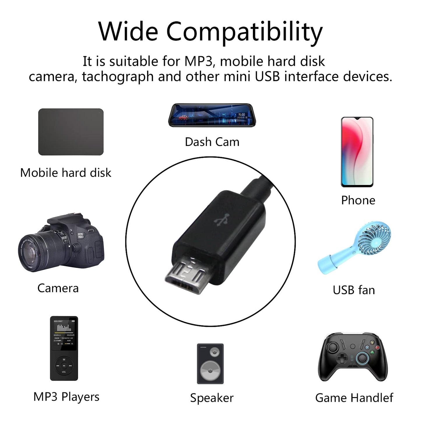 Micro USB Splitter Cable,3 in 1 USB A 2.0 Male to 3 Micro USB Charging Data Cable,Support 3 Micro USB Devices at The Same use(1M/3.3ft)