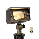 COLOER Brass Small Rectangular Flood Lights Outdoor with 3W 2700K Warm White LED G4 Bulb, 12V Low Voltage Landscape Outside Lights for House