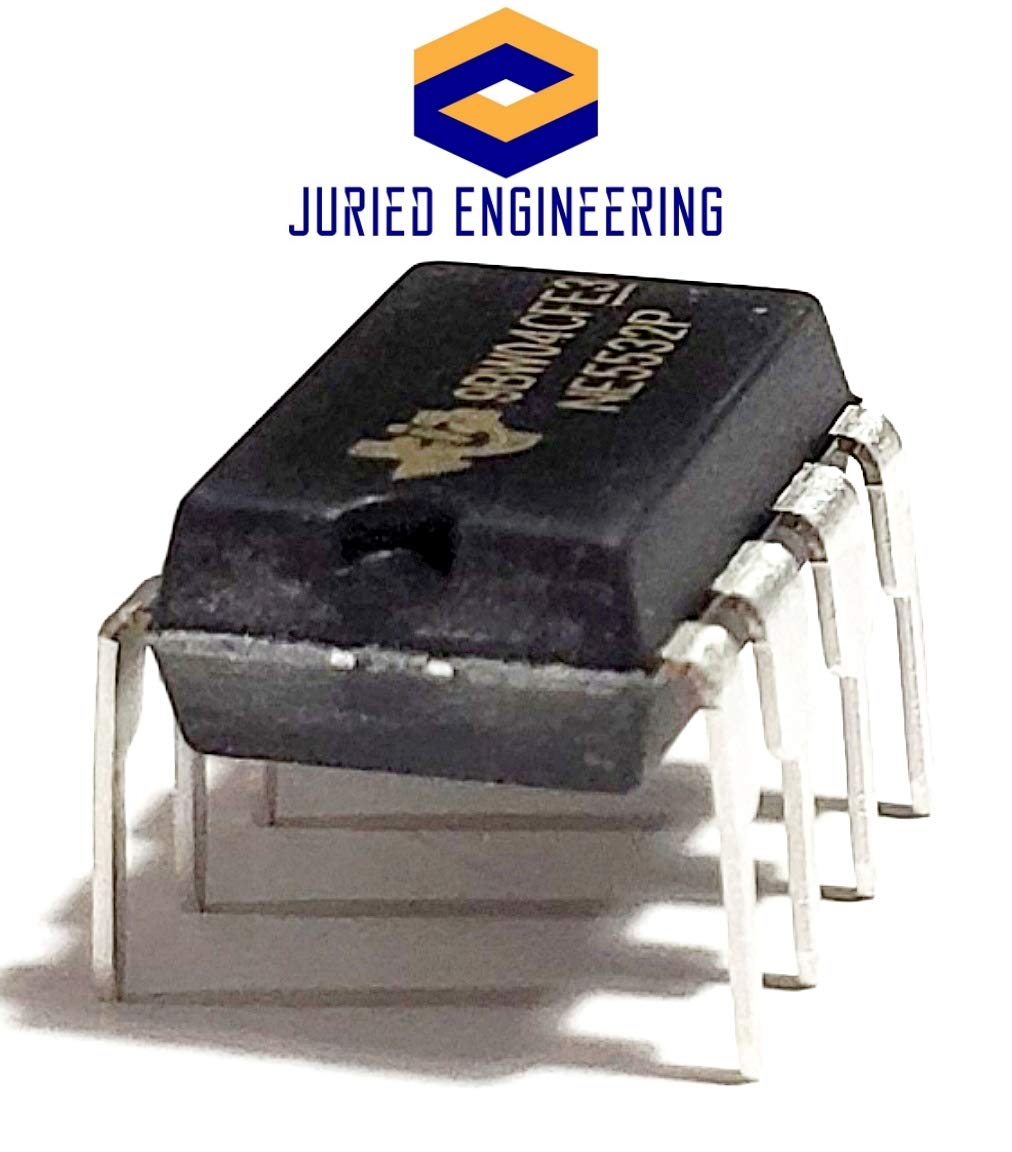 Juried Engineering NE5532P NE5532 Dual Low-Noise High-Speed Audio Operational Amplifier Op Amp Breadboard-Friendly IC DIP-8 (Pack of 5)