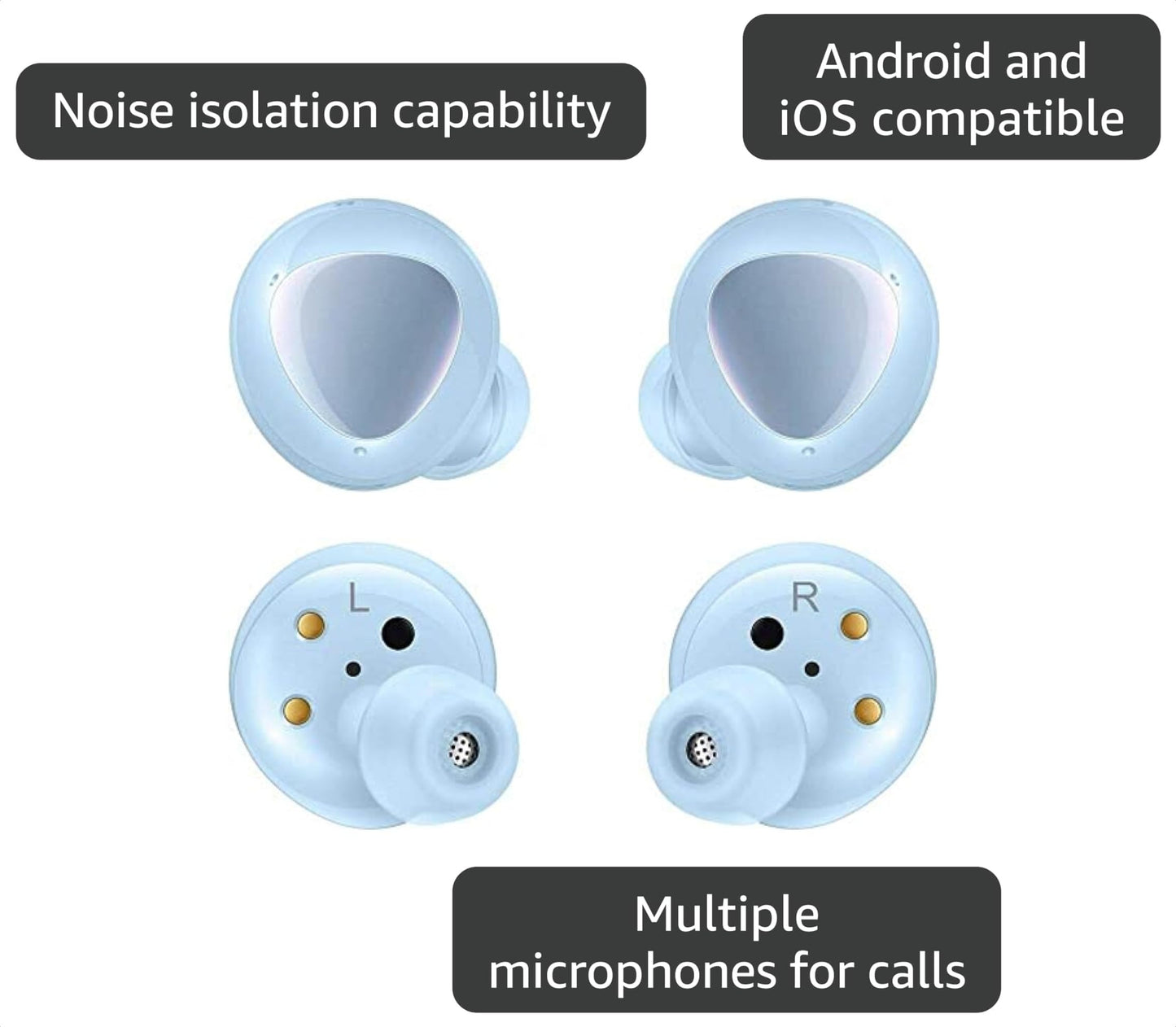 Samsung Galaxy Buds+ Plus, True Wireless Earbuds w/Improved Battery and Call Quality (Wireless Charging Case Included), (Cloud Blue) (Renewed)