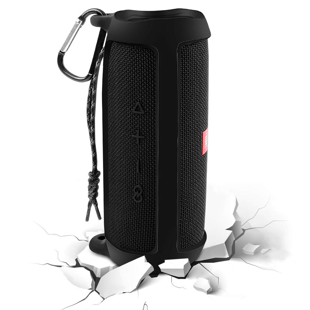 Silicone Case for JBL FLIP 5 Waterproof Portable Bluetooth Speaker, Gel Soft Skin Rubber Cover, Travel Carrying Storage Bag Pouch with Shoulder Strap
