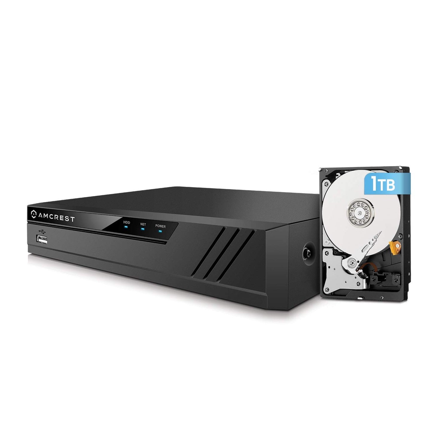 Amcrest 4K 16CH 8 Port PoE NVR NV4116E-A2 (1080p/3MP/4MP/5MP/8MP) Network Video Recorder, 16CH (8-Port PoE) NVR - Supports up to 16 x 8-Megapixel IP