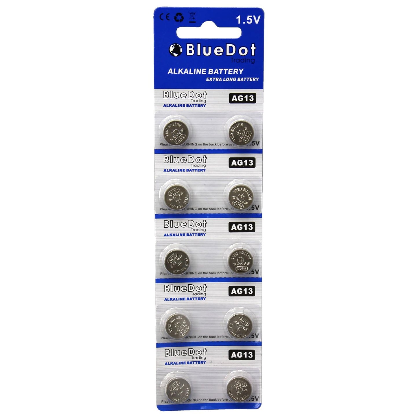 BlueDot Trading AG13 LR44 LR1154 SR44 A76 357A 303 357 LR44 Alkaline Button Coin Cell 1.5v Battery for Watches, calculators, and Toys, Quantity 10…