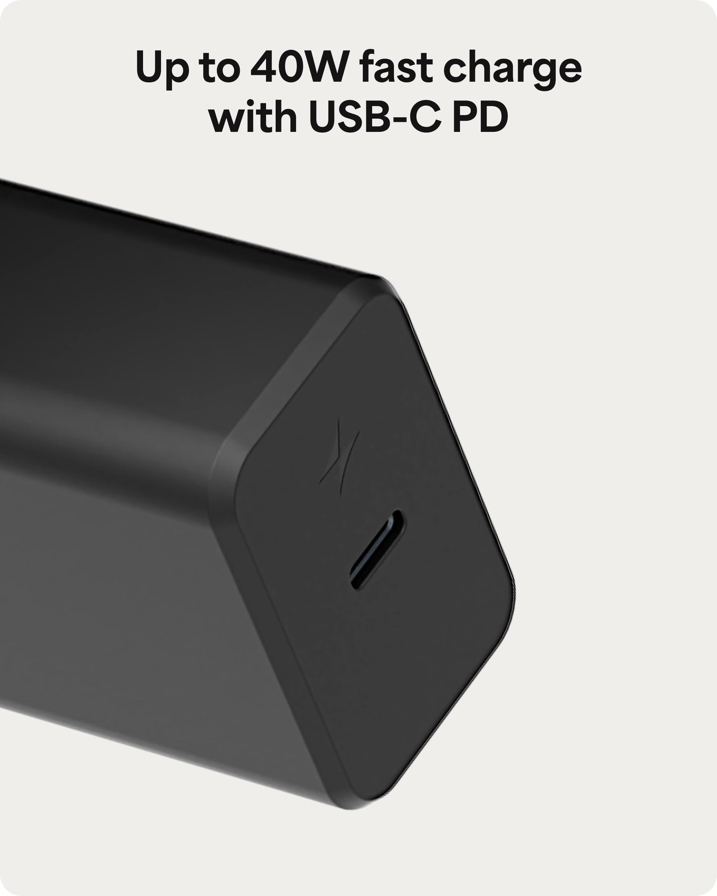 Mophie Speedport 40 Travel USB-C GaN Charger - 40W European Travel Plug Adapter for Phones, Tablets, Laptops, International Power Adapter with UK EU