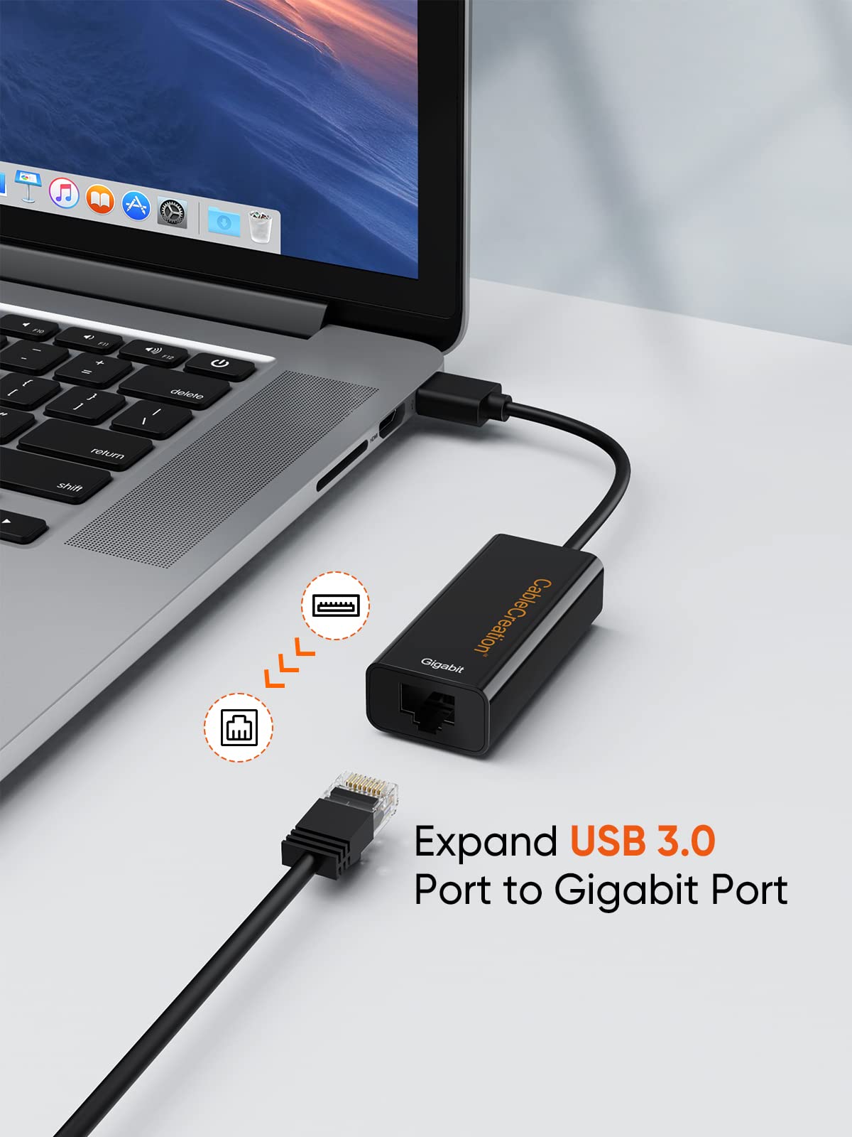 USB to Ethernet Adapter, CableCreation USB 3.0 to 10/100/1000 Gigabit Wired LAN Network Adapter Compatible with Nintendo Switch, Windows, MacBook