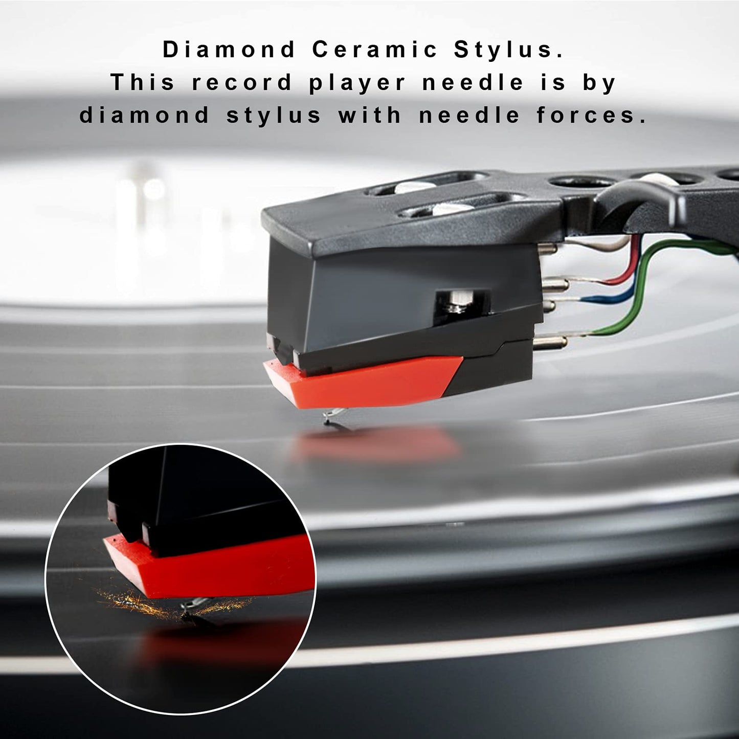 3pcs Record Player Cartridge and Needle,Universal Turntable Diamond Cartridges and Stylus Replacement for LP Crosley Ion Jensen Victrola 1byone