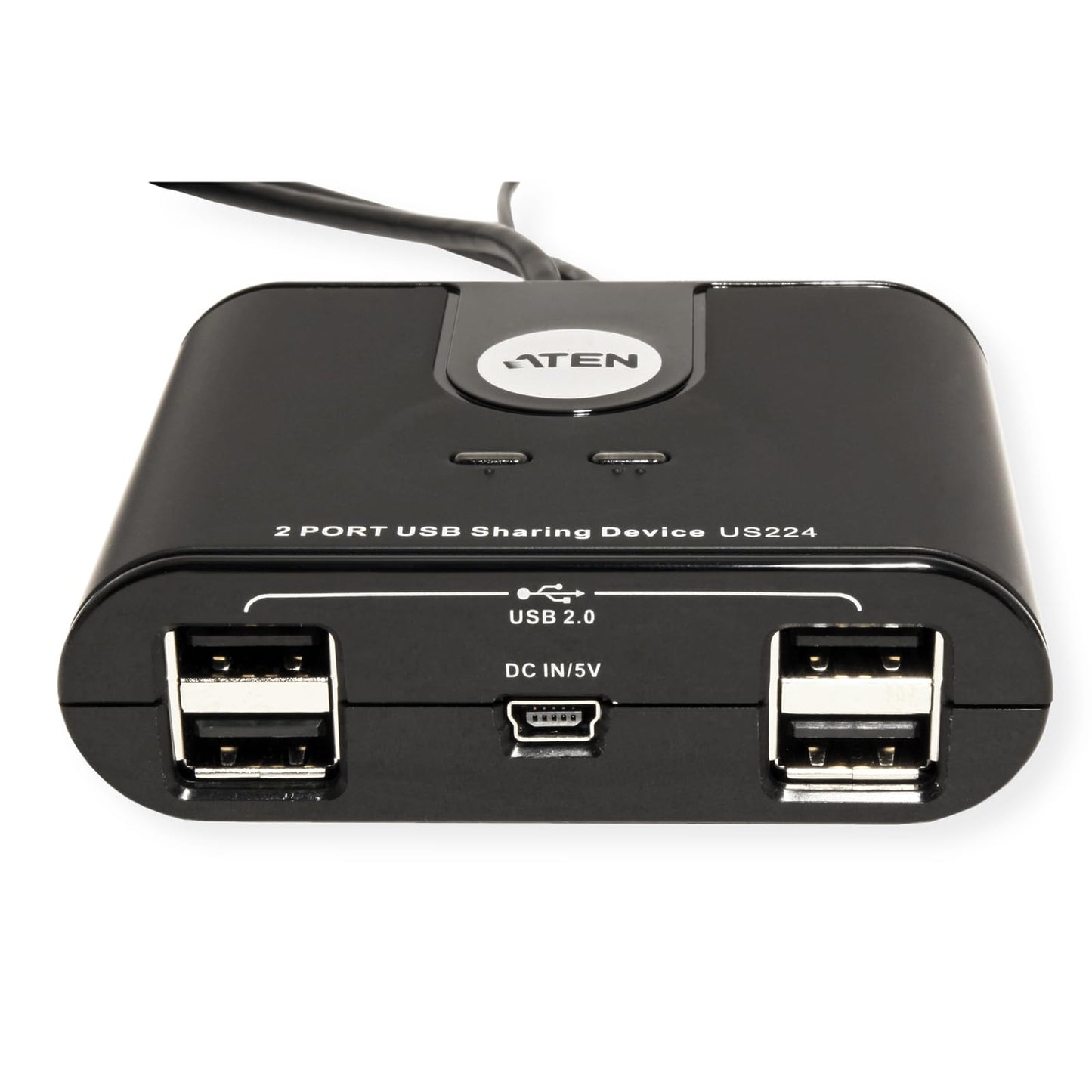ATEN US224 2 x 4 USB 2.0 Peripheral Sharing USB Switch 2 Computers Share 4 Devices Simple Remote Port Selector Included Supports Optional USB Power