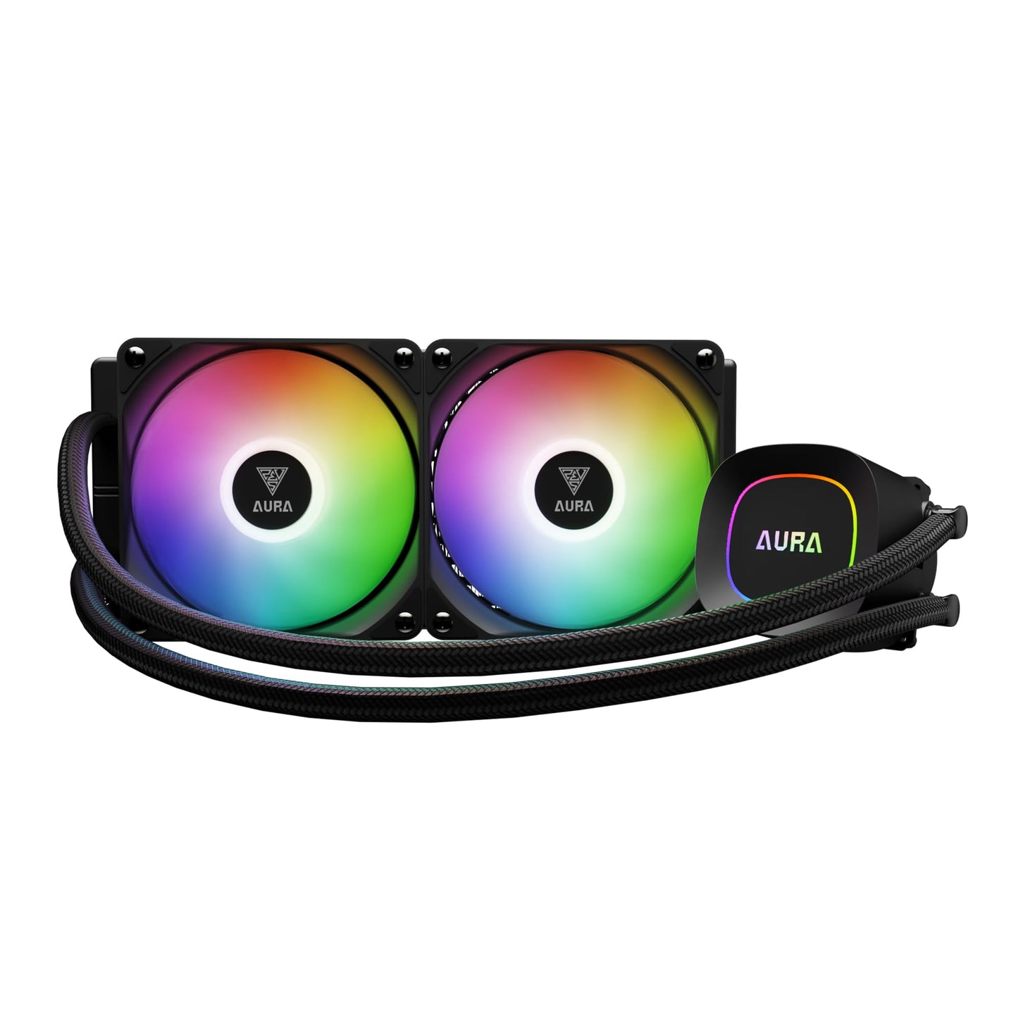 GAMDIAS 240mm AIO CPU Cooler, ARGB Liquid Cooler with 2×120mm PWM Fans Up to 73.7CFM, All-in-One Water Cooling CPU Cooler for Intel
