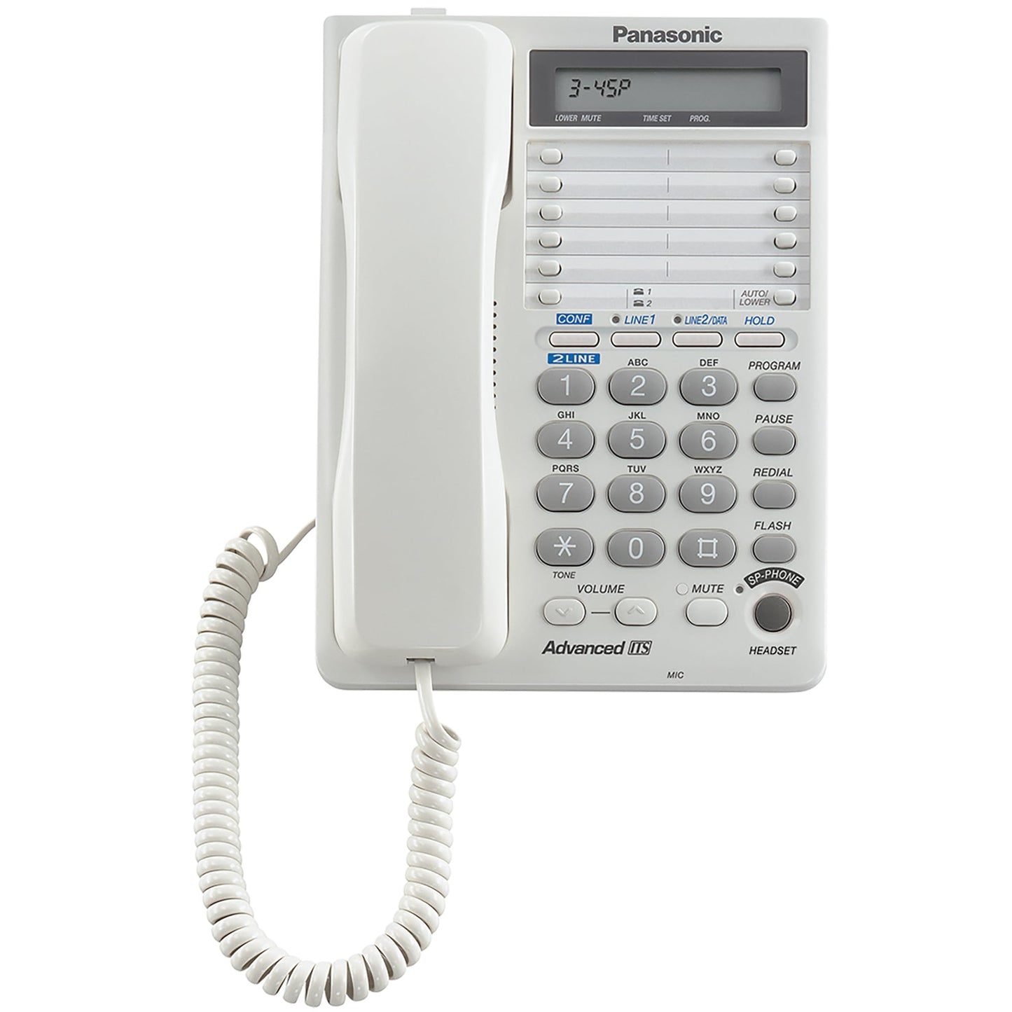 Panasonic 2-Line Integrated Corded Telephone System with 16-Digit LCD, Speakerphone, Clock, Hearing Aid Compatibility and 3-Way Conferencing