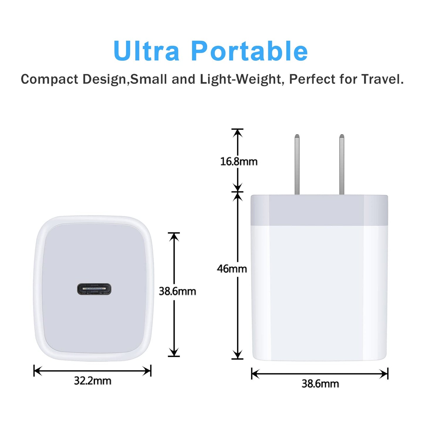 USB C Box Fast Charger Block for Samsung Galaxy A17 5G A16 A15/A54/A36/S25/S24FE/A13/A53/A03S/A23/A24/Z Fold7/S23/S22,iPhone 17 Pro Max/16/15,Pixel