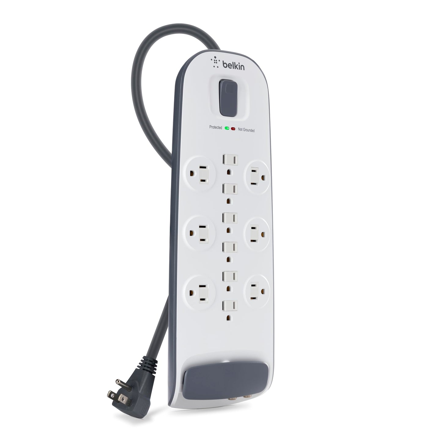 Belkin Power Strip Surge Protector - 12 AC Multiple Outlets, Ethernet & Cable Protection - 8 ft Long Extension Cord for Home, Office, Travel, Computer