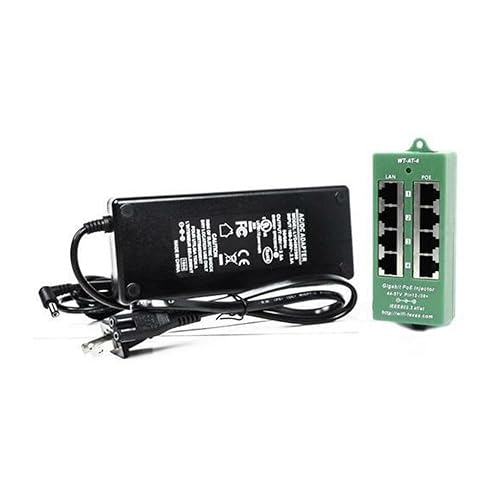 PoE Texas 4 Port PoE/PoE+ Injector with 56V 60W Power Supply - Gigabit Injector - Active Mode A Power Over Ethernet Multi Port PoE Adapter - Supports