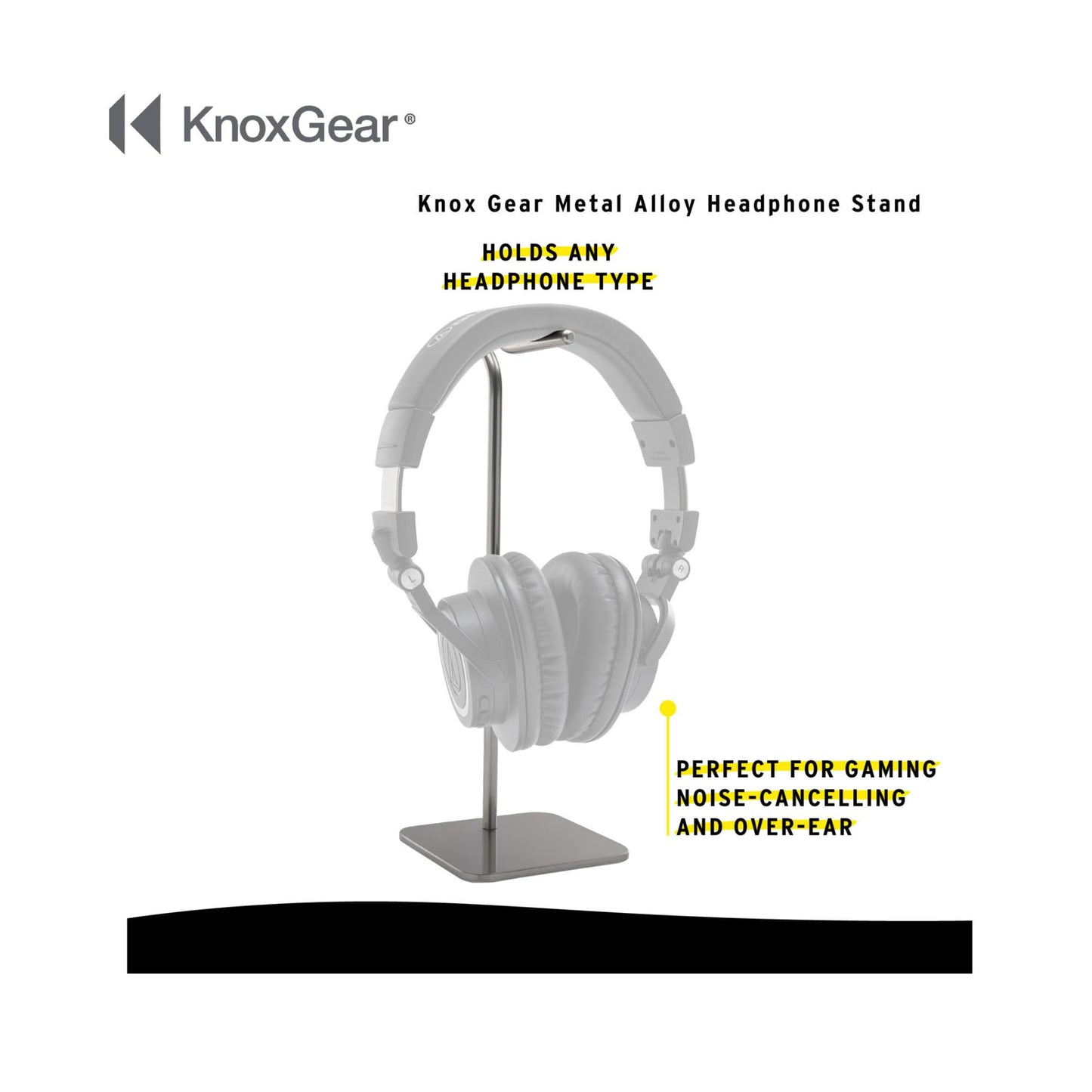 Knox Gear Metal Alloy Headphone Stand Compatible with All Headphones Including Gaming, Over-Ear, and Noise Cancelling headsets