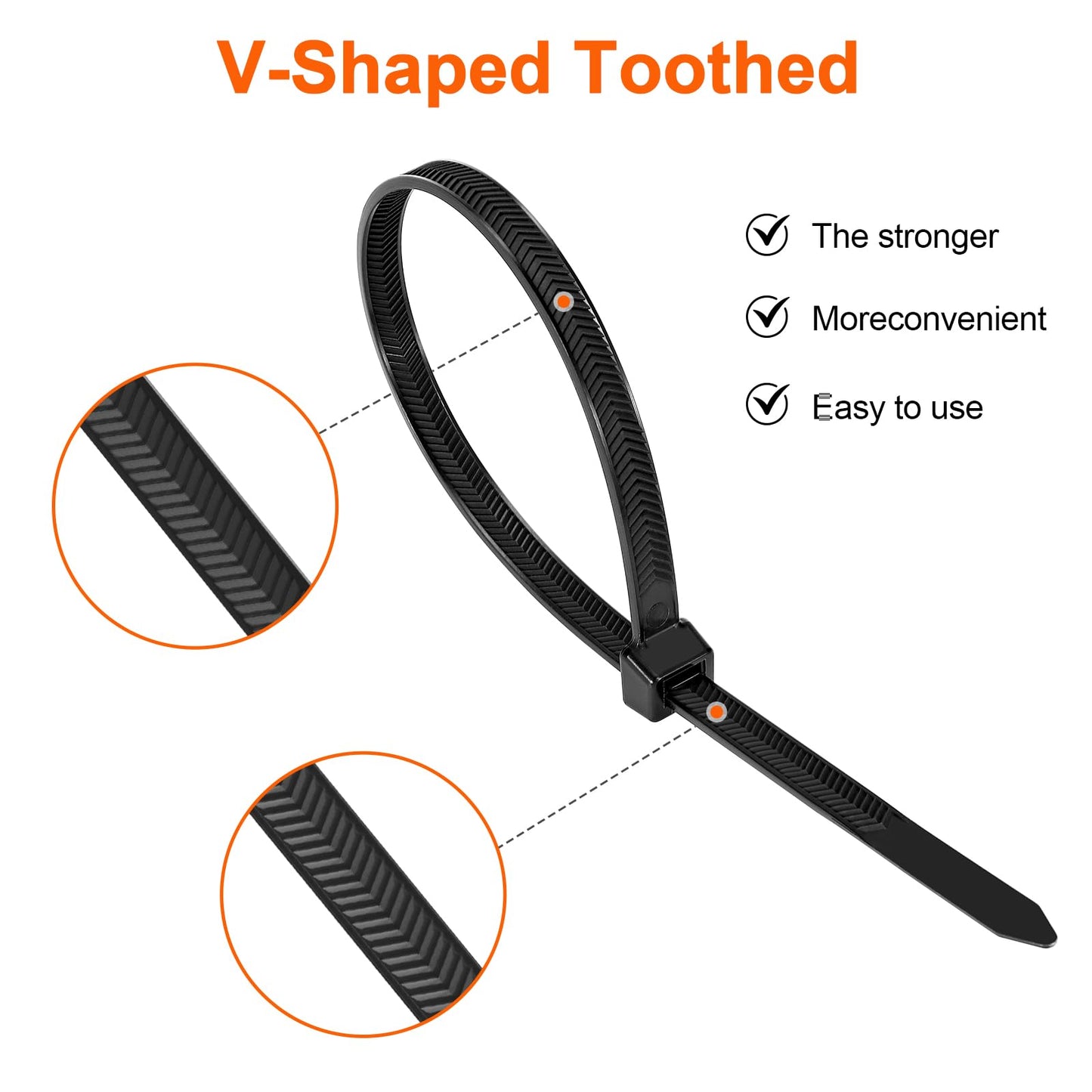 Zip Ties Heavy Duty 12+12 inch,V-Shaped Toothed Double Sided With 200 LBS Tensile Strength Cable Ties ?Extra Large Wire Ties Adjustable Nylon Tie
