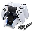 afbptek PS5 Controller Charging Station Dock, Dual Charging for Dualsense, playstation 5 Wireless Accessories with Blue LED ON/Off Automatically