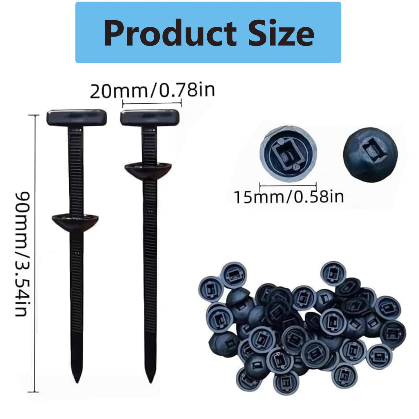 100PCS Nylon Universal Cable Tie Buckle, Zip Ties Heavy Duty with Pin & Button Design, Car Daily Repair, Applicable Toengine Lower Guard Plates