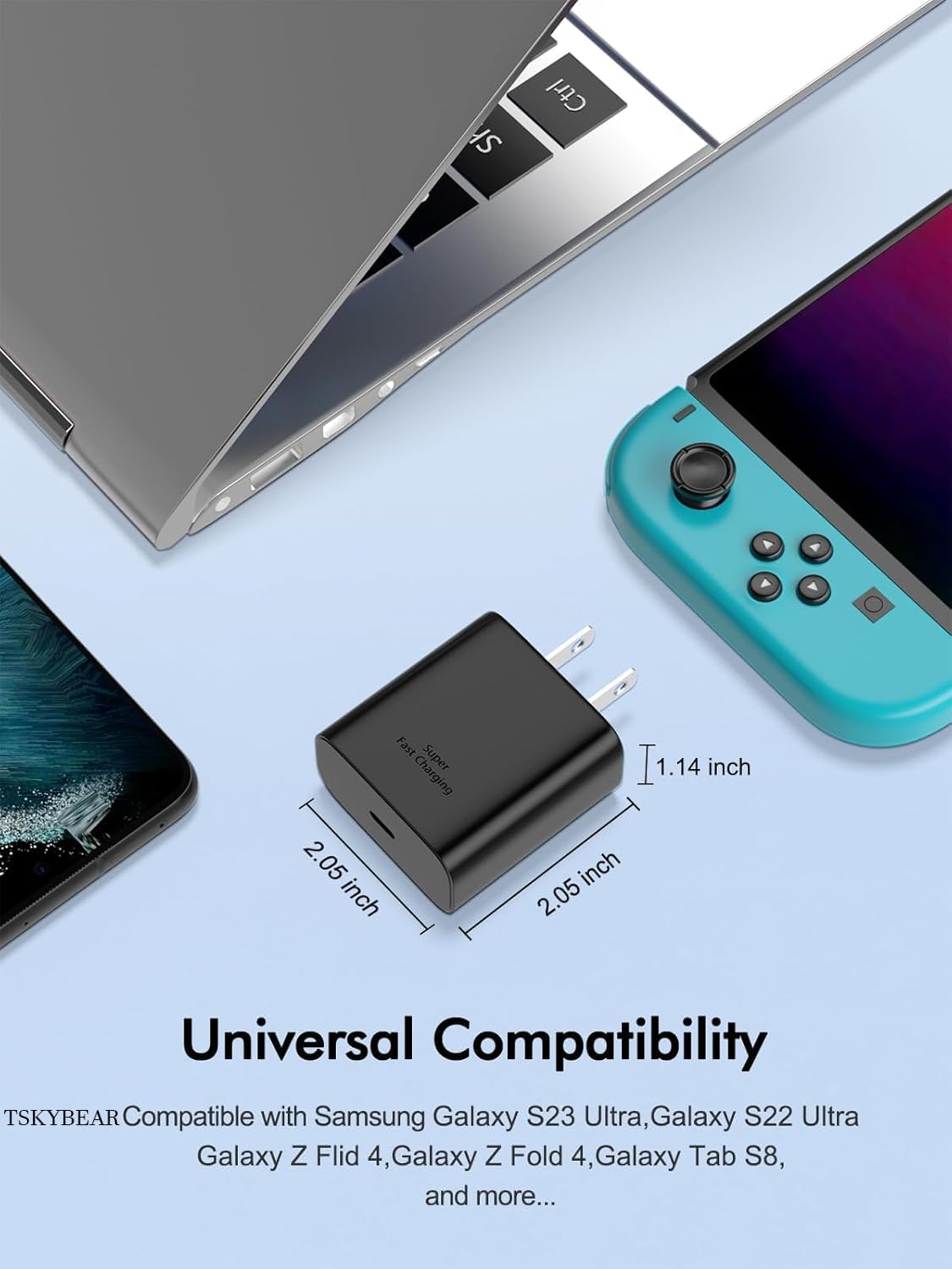 TSKYBEAR Compatible with 45W USB-C Samsung Super Fast Charger Type C, Compatible with Samsung Galaxy S25/S25+/S24/S24+/S23 Ultra/S23+/S22/S21