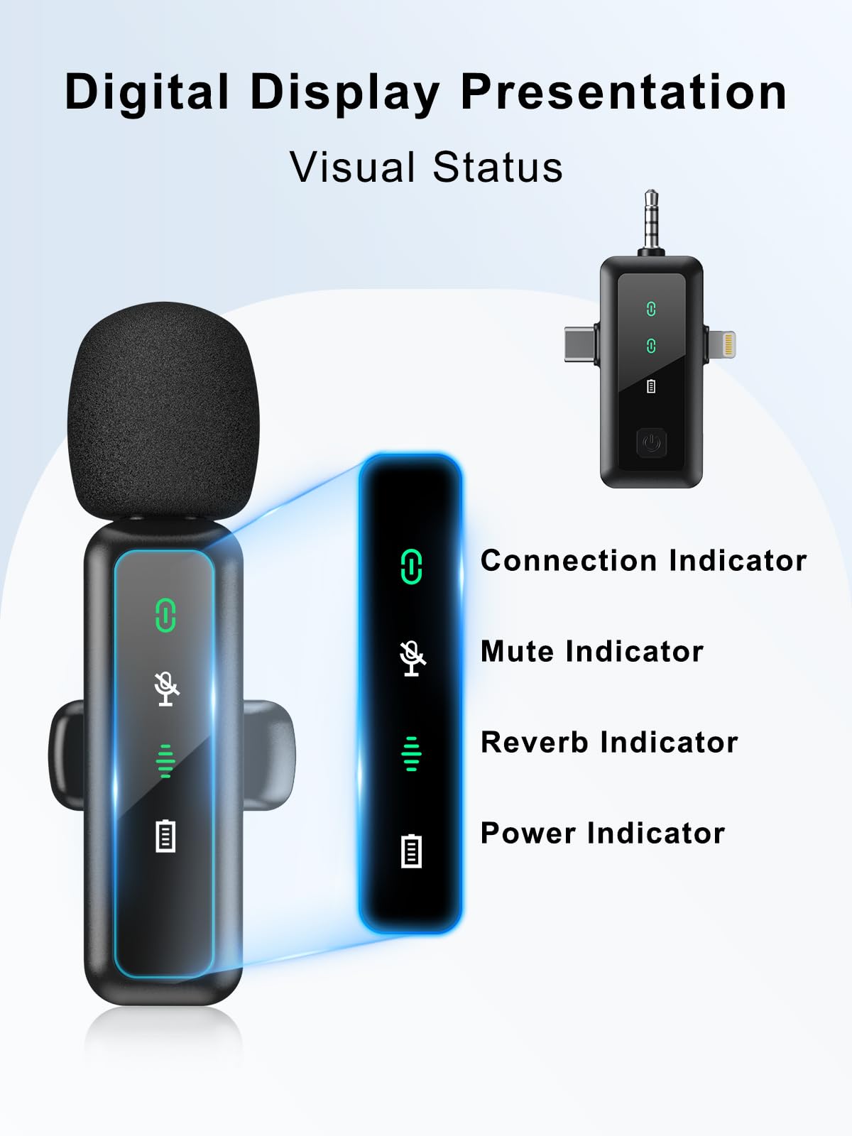 BILIWAL Wireless Lavalier Microphone, Noise Cancelling Lapel Recording Entry-Level 2 Pack Mics, 3IN1 Port for Most Devices