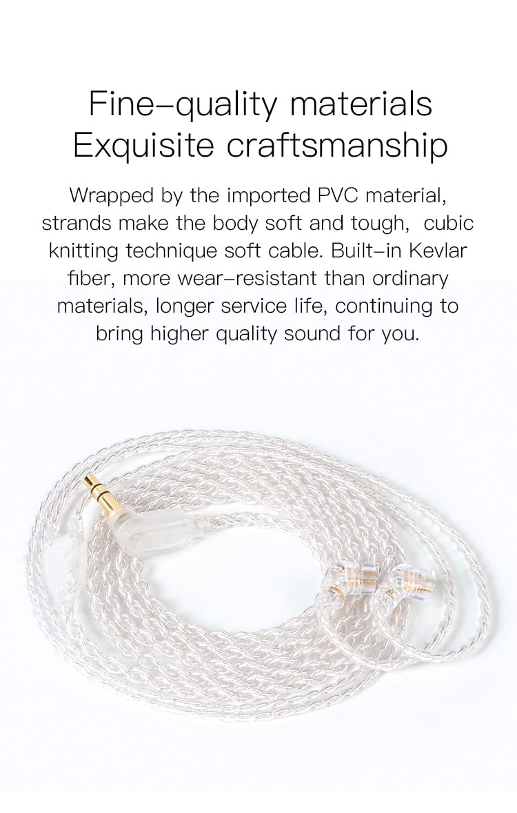 KZ ZST 0.75mm 2 pin Upgrade Silver Plate Replacement Earphones Cable for KZ Earphones (silver)