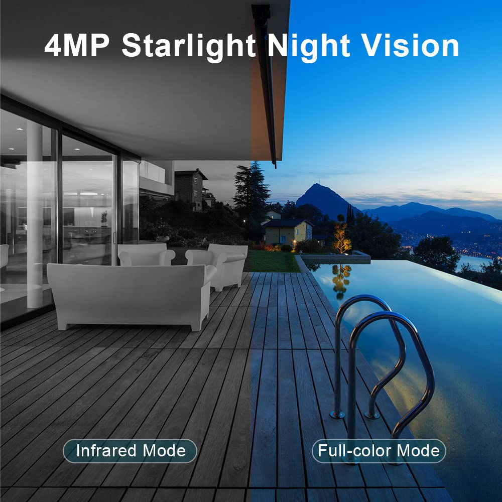 Vyze-Link Security Camera Outdoor with Auto Tracking, 360° PTZ Wireless WiFi Plug-in Camera with Starlight Night Vision,2K Home Surveillance Camera