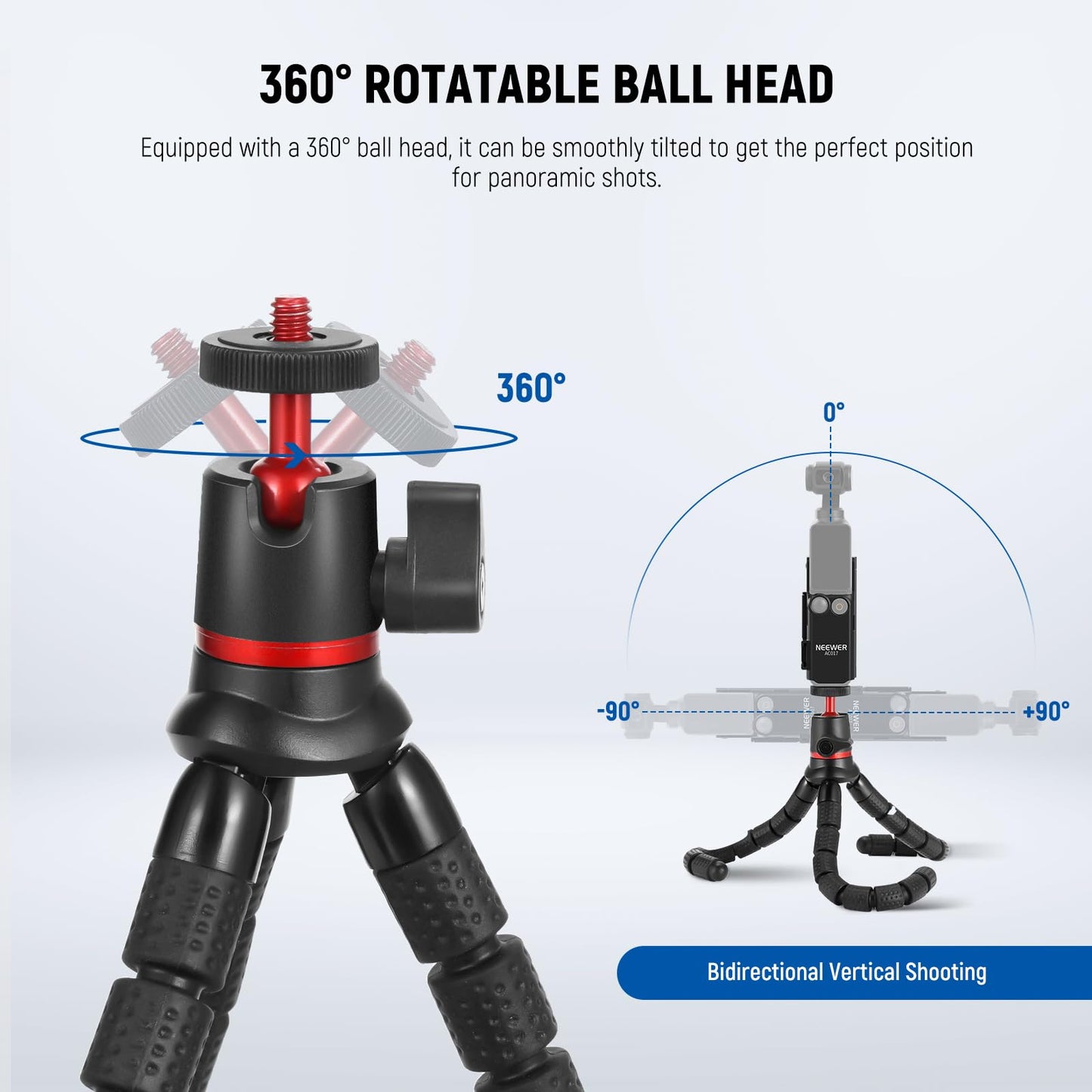 NEEWER Basics Tripod & Extension Adapter Compatible with DJI Osmo Pocket 3, 4 in 1 Mountaineering Kit, Mini Flexible Tripod/Expansion Cage Frame/Mount